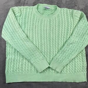 Mark Fore & Strike Cable Knit Sweater XL Mint Green Cotton Crew Neck Long Sleeve